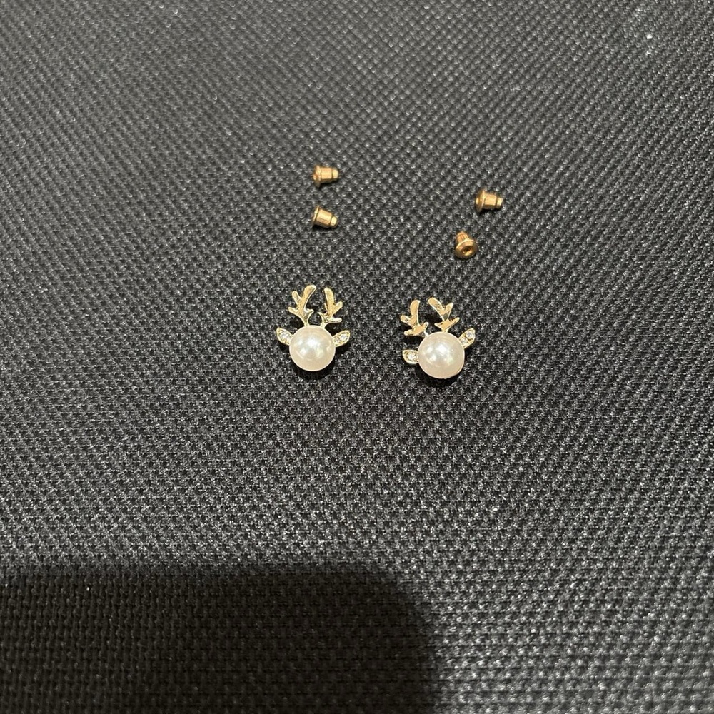 Gold and White Paw Print Dangle Earrings